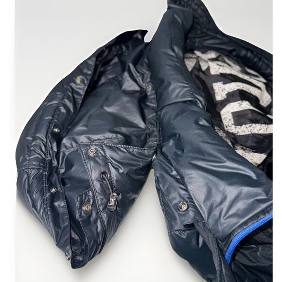 VTG Gap XS Navy Blue 2006 Y2K Down Puffer Jacket Detachable Hood Cropped Zip - Picture 9 of 12